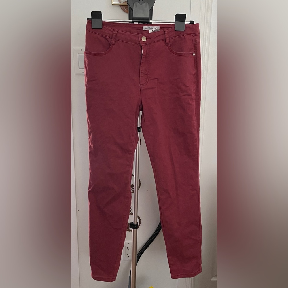 Burgundy slim leg jeans